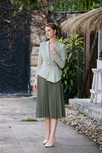 Green Sandra blazer and pleated suit