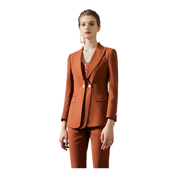 Brown womens  double faced blazer and pant suit