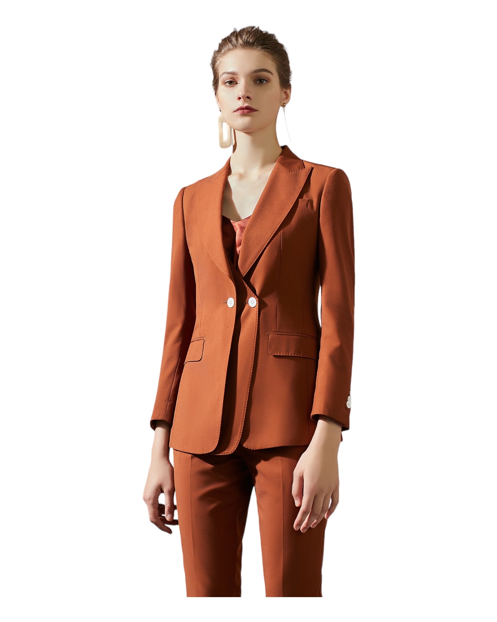 Brown womens  double faced blazer and pant suit