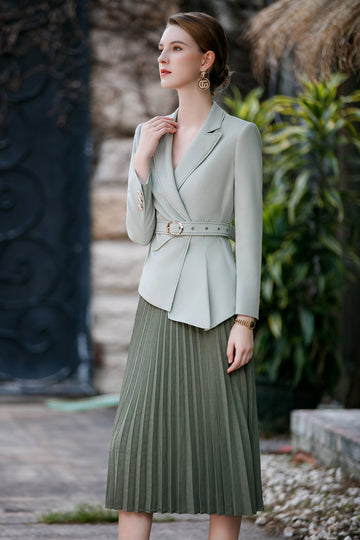 Green Sandra blazer and pleated suit