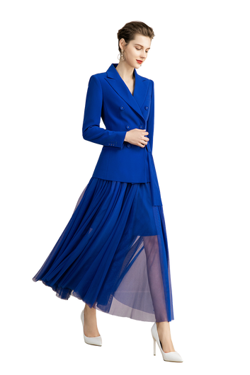 Royal Blue Tam Blazer and Pleated Skirt