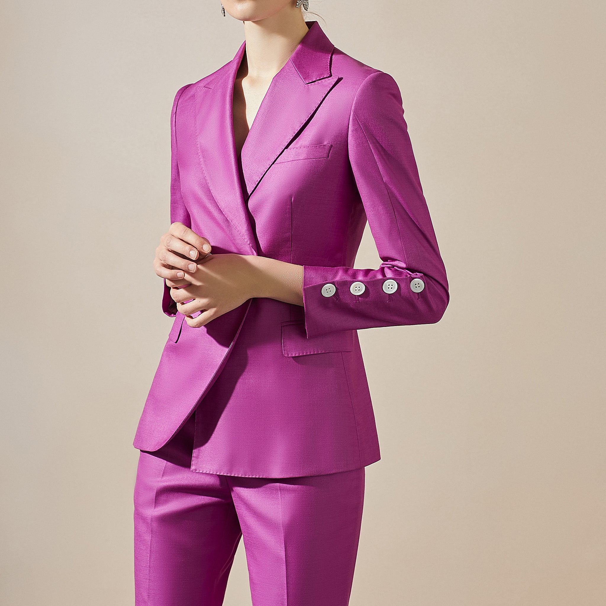 Purple blazer and pant suit