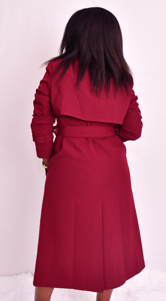 Burgundy trench coat