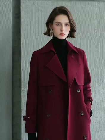 Burgundy trench coat